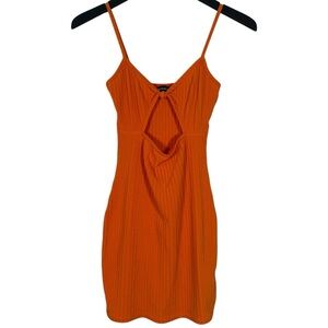 Pretty Little Thing Size US 4 Orange Rib Cut Out Bodycon Tank Mini Dress